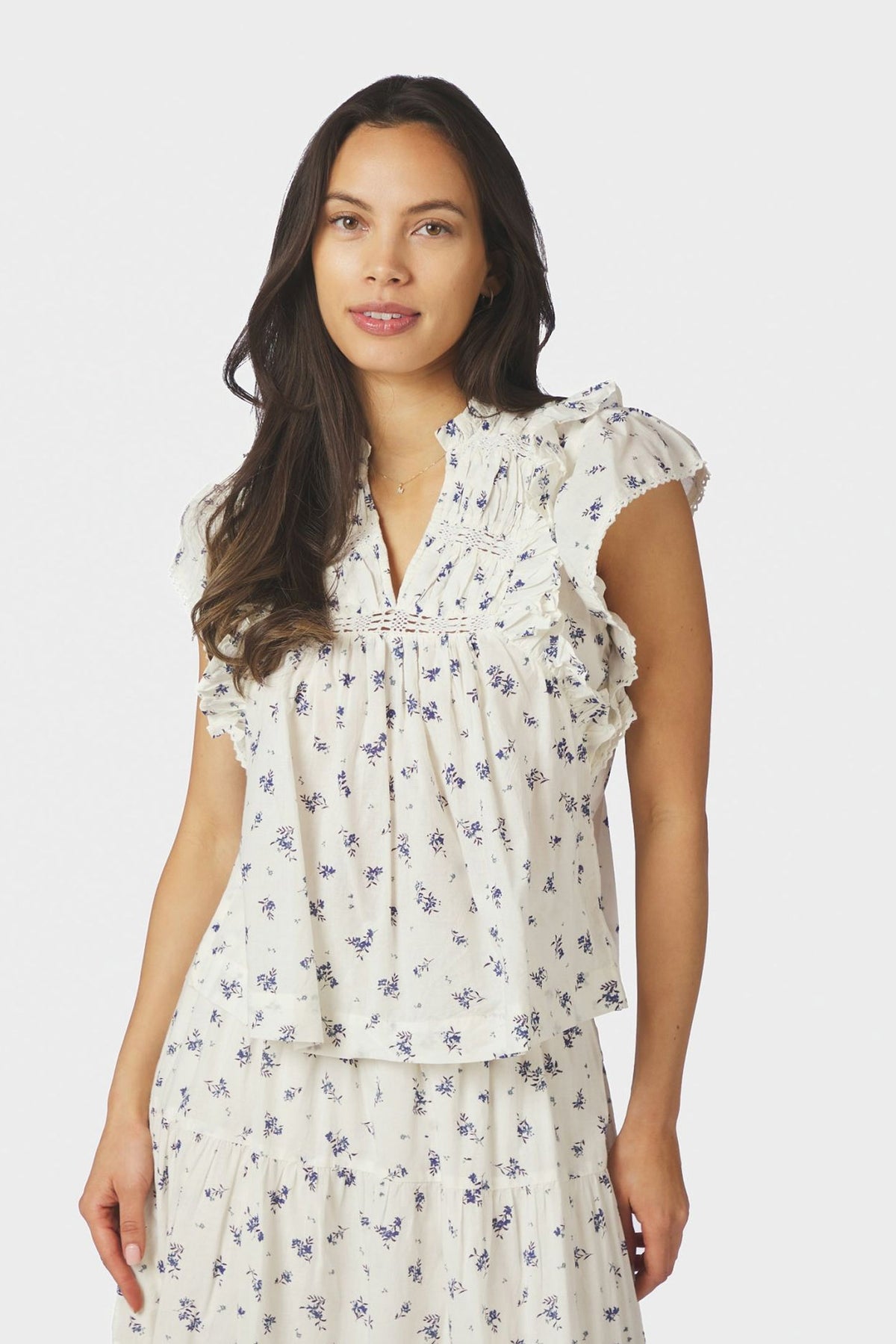 Jayla Small Blossom Top Vit Blå - 165648