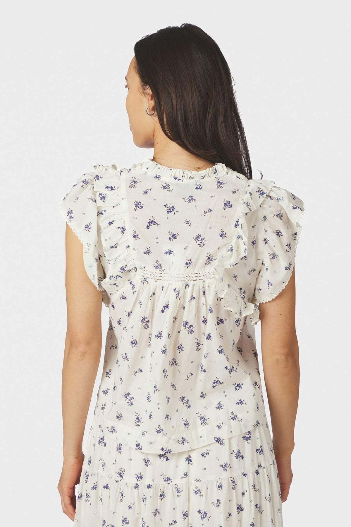 Jayla Small Blossom Top Vit Blå - 165648
