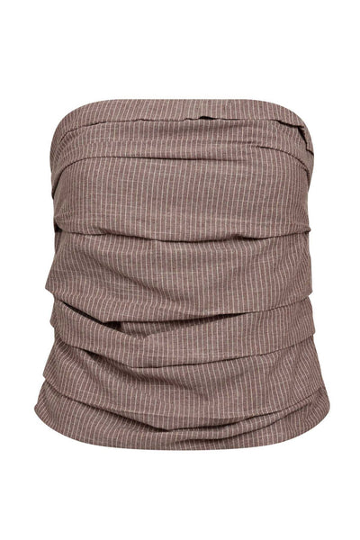 JihoCC Stripe Tube Top 46-Brown - 45135 Thumbnail