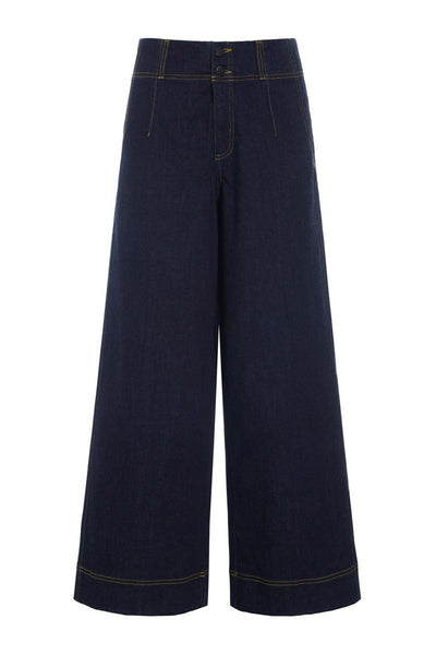 Jinzu vida byxor mörk denim - 261-2445-5607 Thumbnail