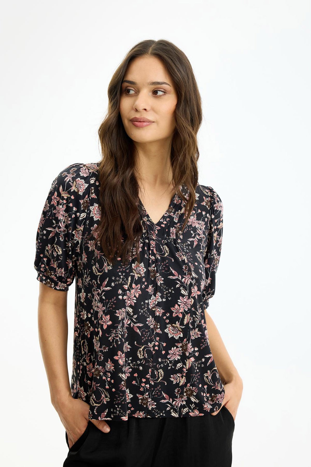 Jo blus 1/2 ärm PLUM - 17256