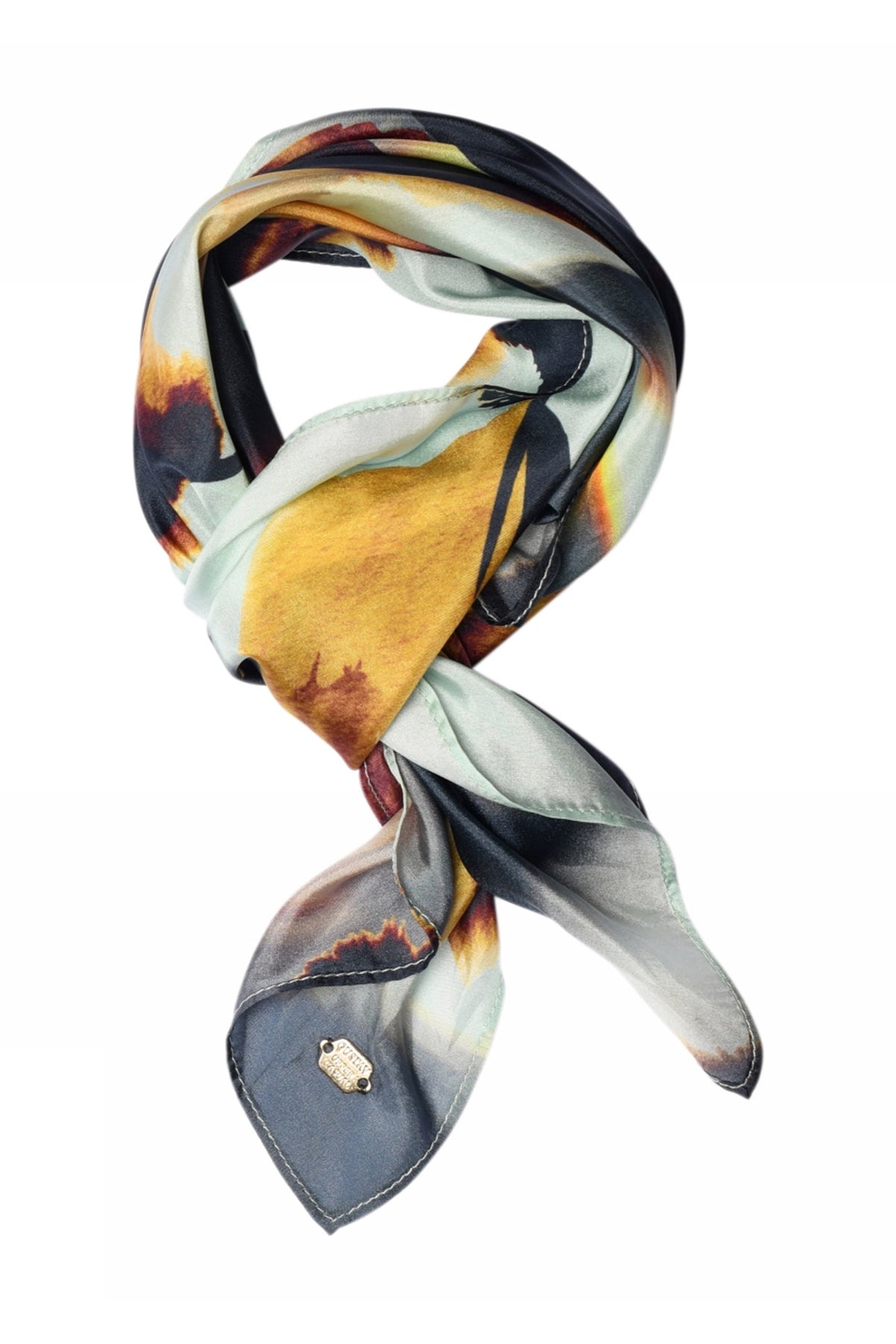 Joly, tryckt sidenscarf 84024-Blå/Brun - 62808/4039