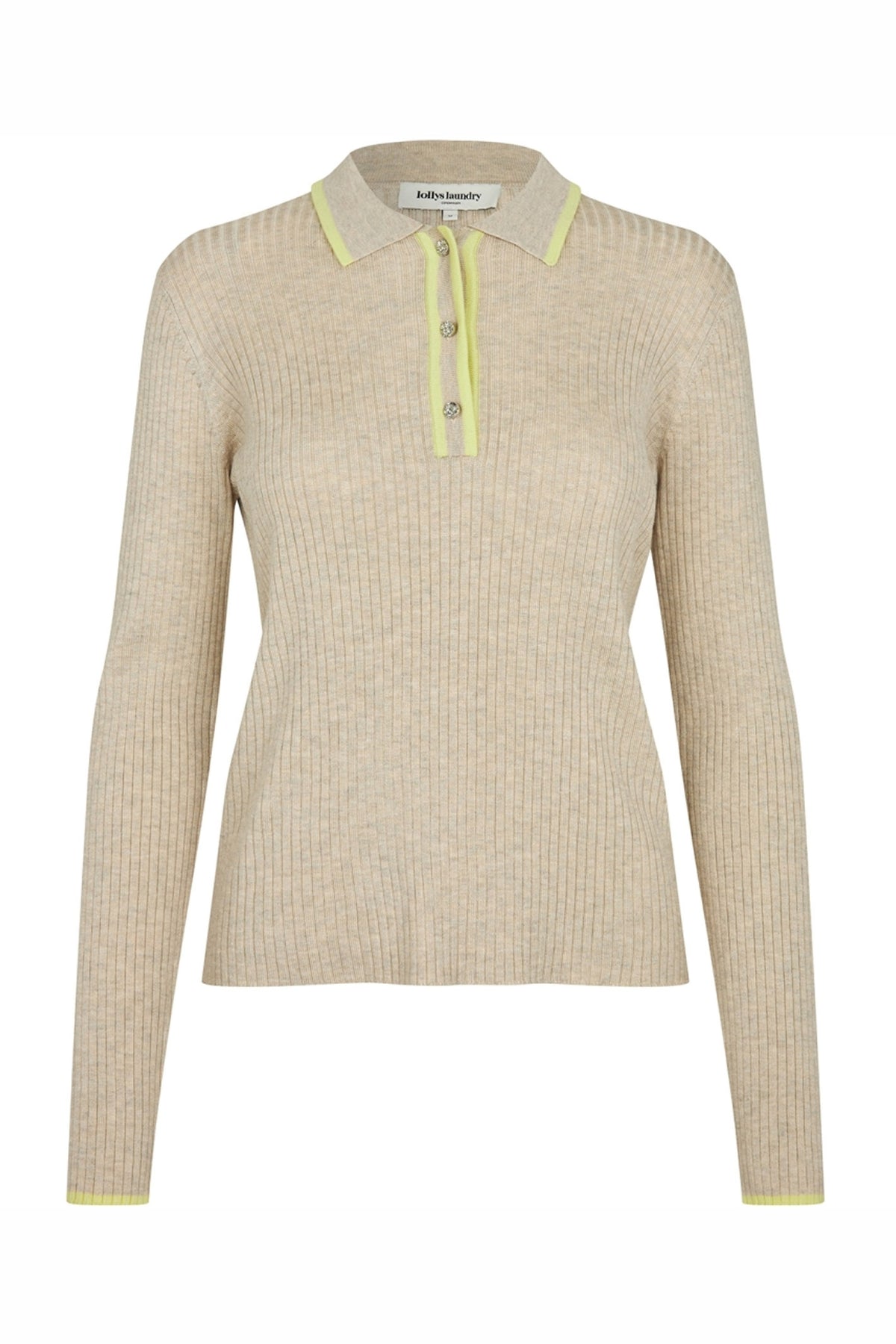 JulioLL Stickad pikétröja LS 08 Beige - 26172-5008