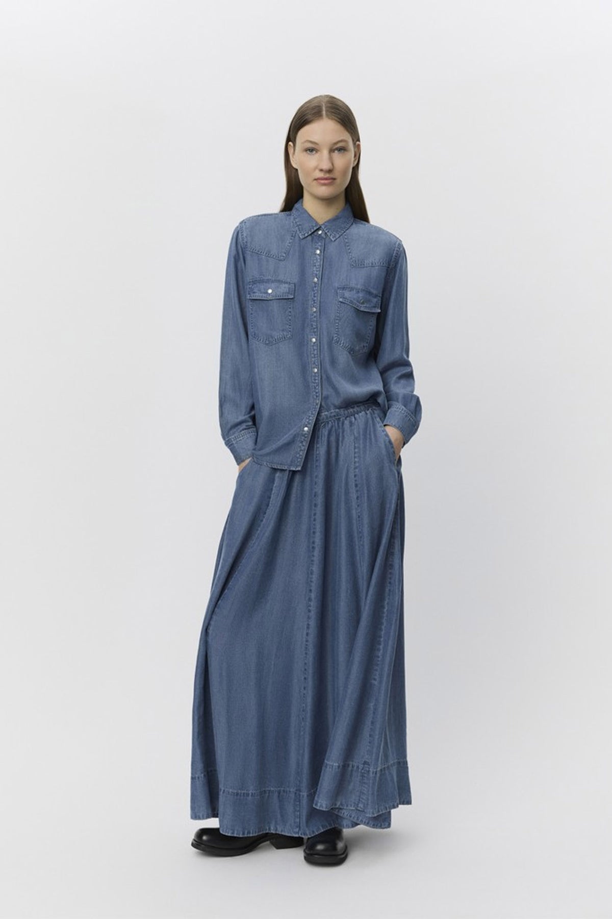 KATTIASW SKIRT 5002 Denimblå - S253246