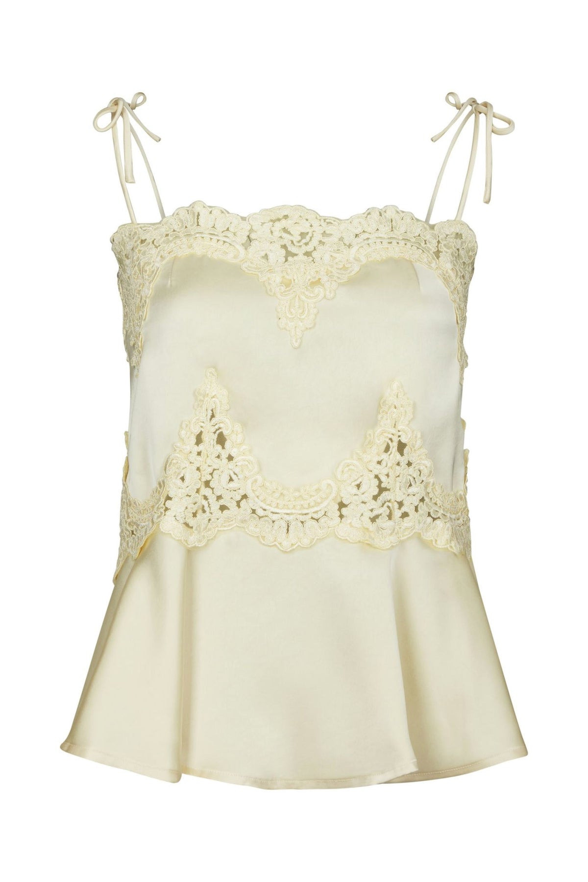 Kaela Heavy Sateen Lace Top Ljusgul - 168290