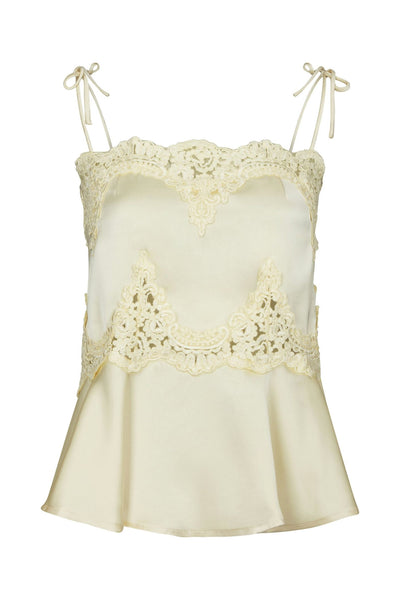 Kaela Heavy Sateen Lace Top Ljusgul - 168290 Thumbnail