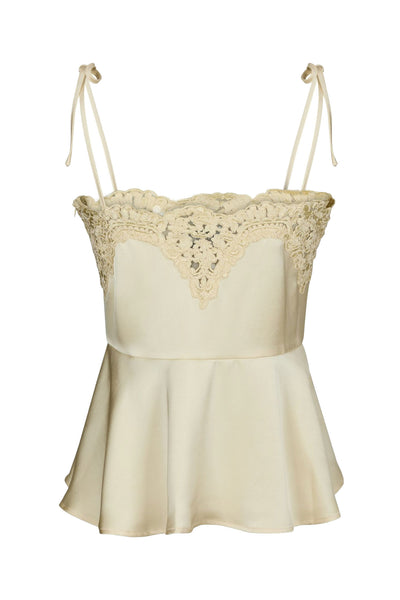 Kaela Heavy Sateen Lace Top Ljusgul - 168290 Thumbnail