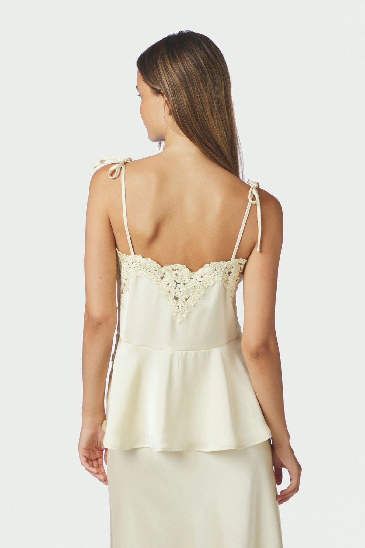 Kaela Heavy Sateen Lace Top Ljusgul - 168290