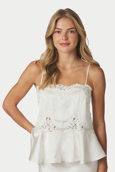 Kaela Heavy Sateen Lace Top Pearl - 168290 Thumbnail