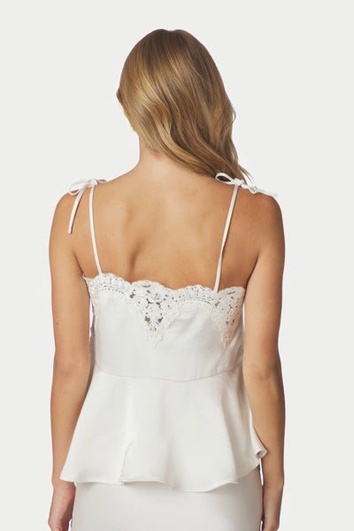 Kaela Heavy Sateen Lace Top Pearl - 168290 Thumbnail