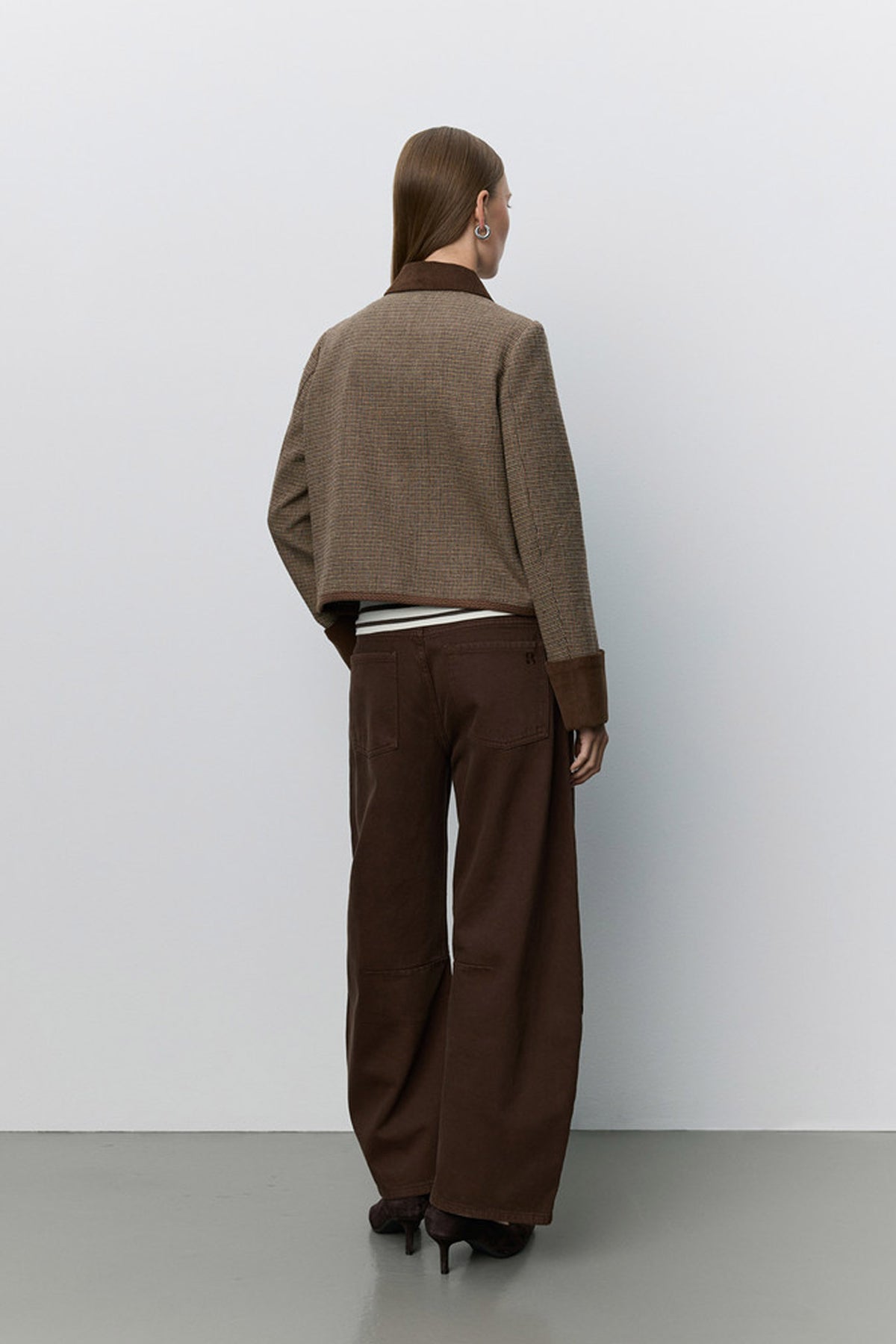 Kamikkasw Short Tweed Jacket Brown check - S263215