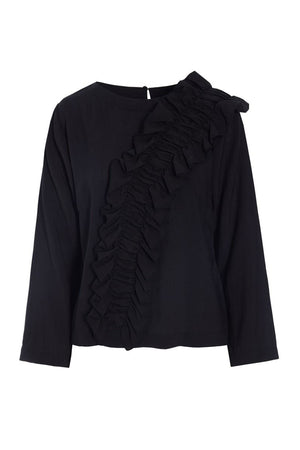 Karu blus med volang Black - 261-2469-5706