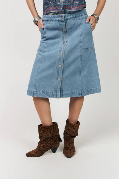 Kayll Kort Kjol Tvättad Denim - 26112-2044 Thumbnail
