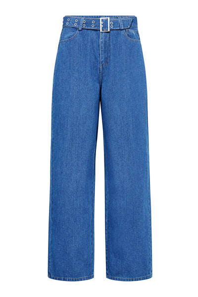 KimmyCC bältesjeans 555-Mörk denim - 41031 Thumbnail