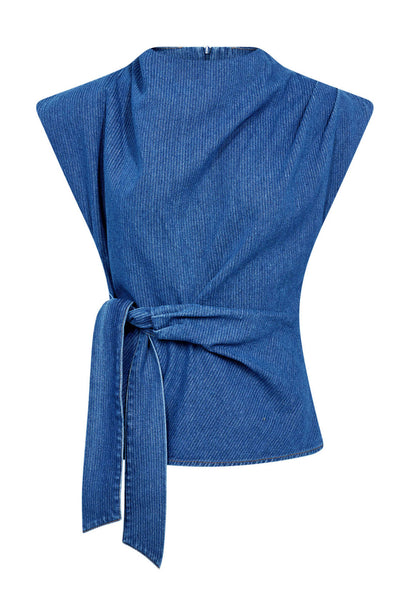 KimmyCC Pleat Top 555-Dark denim - 45001 Thumbnail