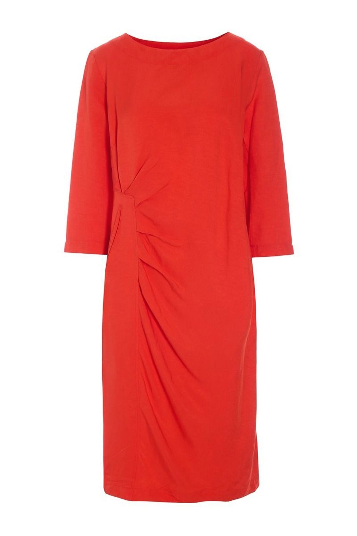 Kumamoto klänning med veck Fiery Red - 262-2421-5671