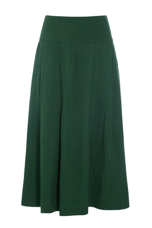 Kumamoto kjol med veck DEEP GRASS GREEN - 262-2421-5673