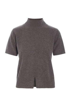 Kumo cashmere kortärmad blus SHARK MELANGE - 266-1080-5886