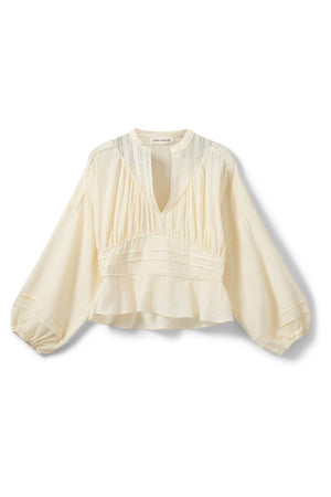 LOUSW LACE DETAIL BLOUSE 0159 Gräddvit - S262225