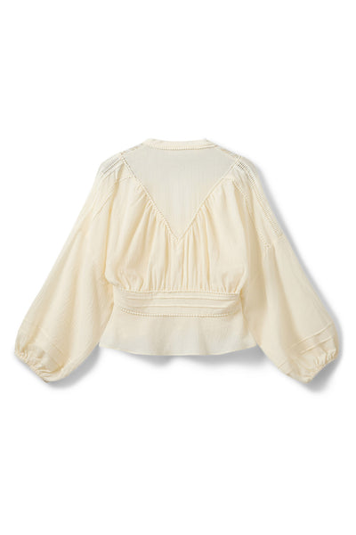 LOUSW LACE DETAIL BLOUSE 0159 Gräddvit - S262225 Thumbnail