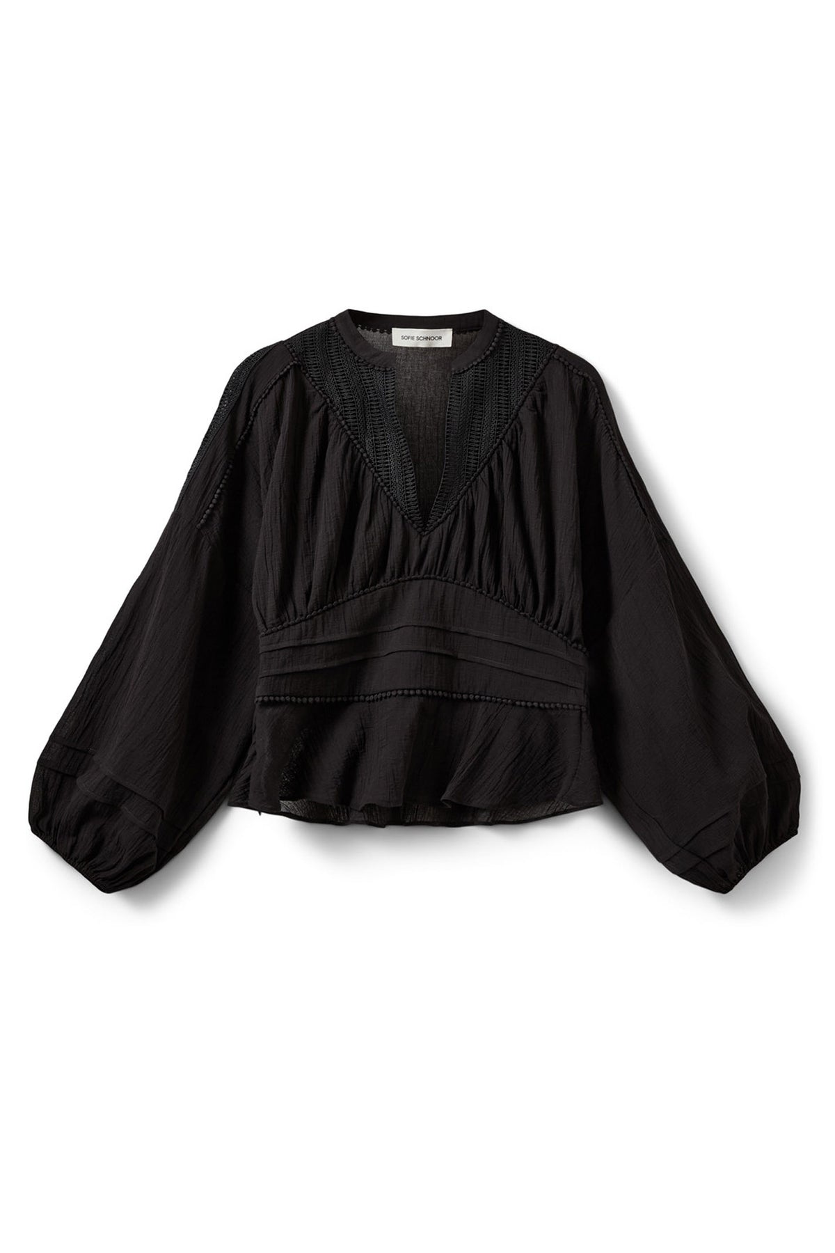 LOUSW LACE DETAIL BLOUSE 1000 Svart - S262225