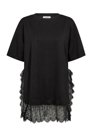 LarsonCC Mix Lace Tee 65001-Svart - 500414