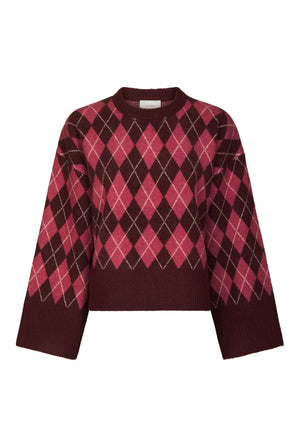 Kick Check Stickad Blus Vin - 165204