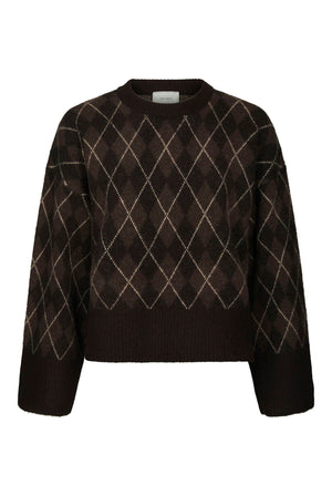 Kick Check Knit Blouse Mörkbrun - 165204