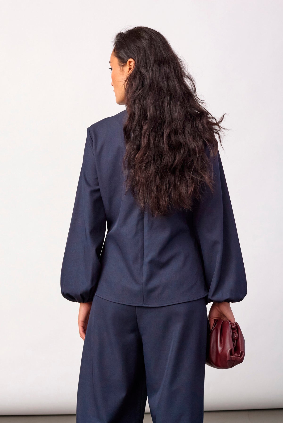 LunaCC Tie Blouse 40007-Navy - 500386