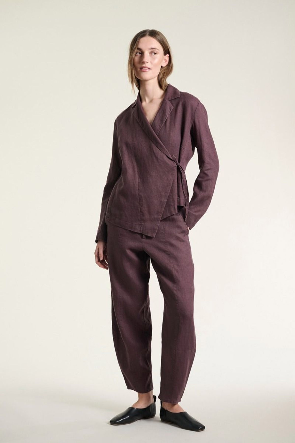 Lazy linen-byxor RAISIN - 261-2141-4053