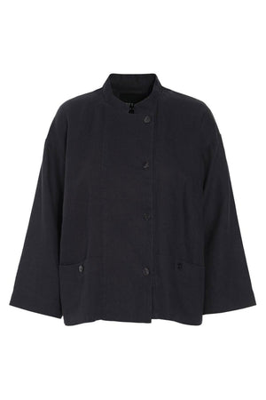 Lazy linen-jacka med krage Svart - 261-2141-5561
