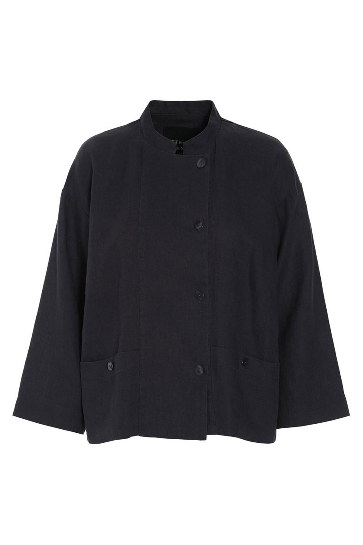Lazy linen-jacka med krage Svart - 261-2141-5561