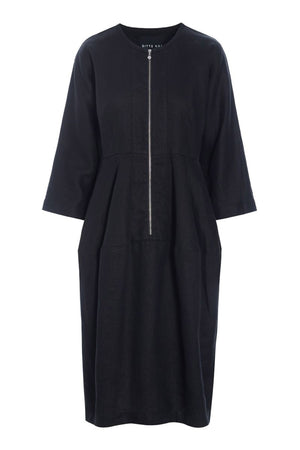 Lazy linneklänning med dragkedja Black - 261-2141-5557