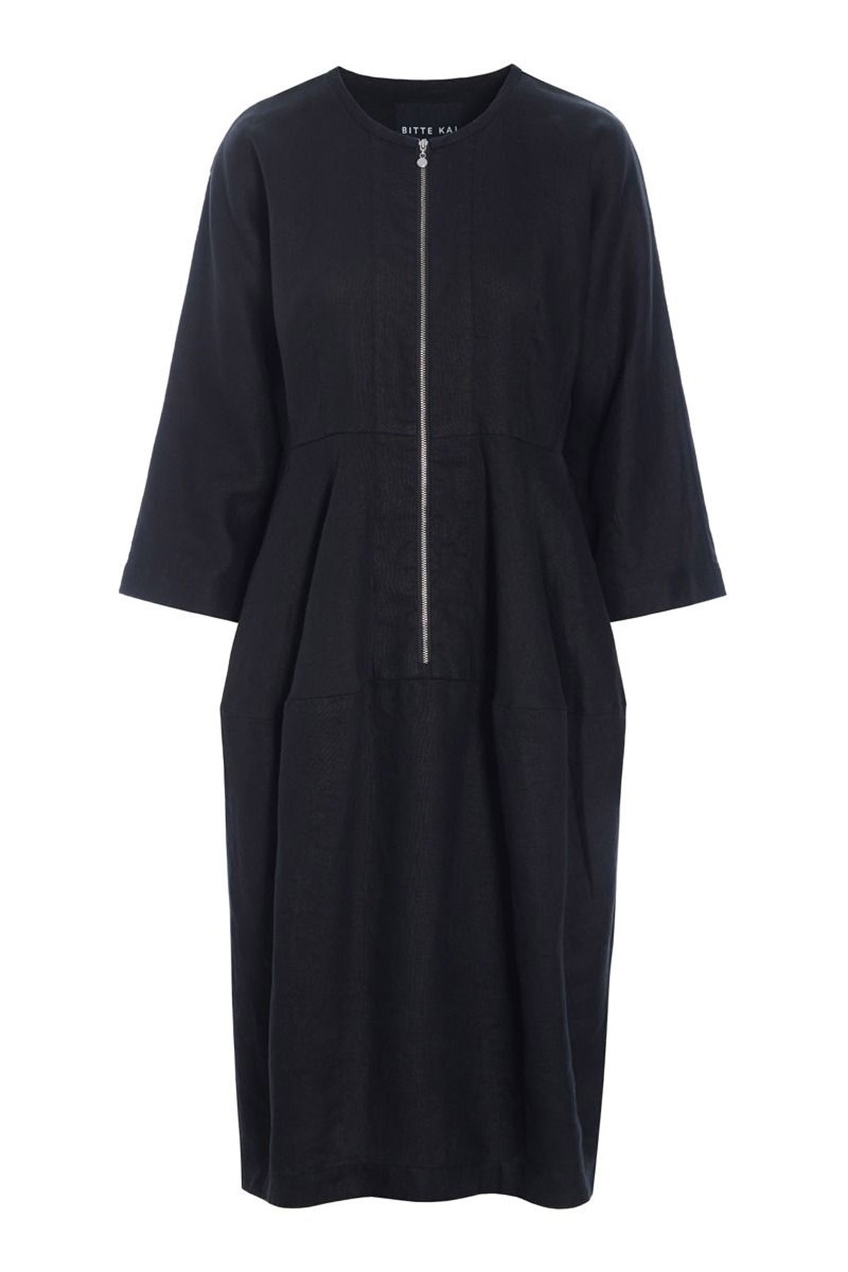 Lazy linneklänning med dragkedja Black - 261-2141-5557