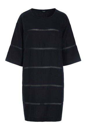 Lazy linneklänning med paneler Black - 261-2141-5559