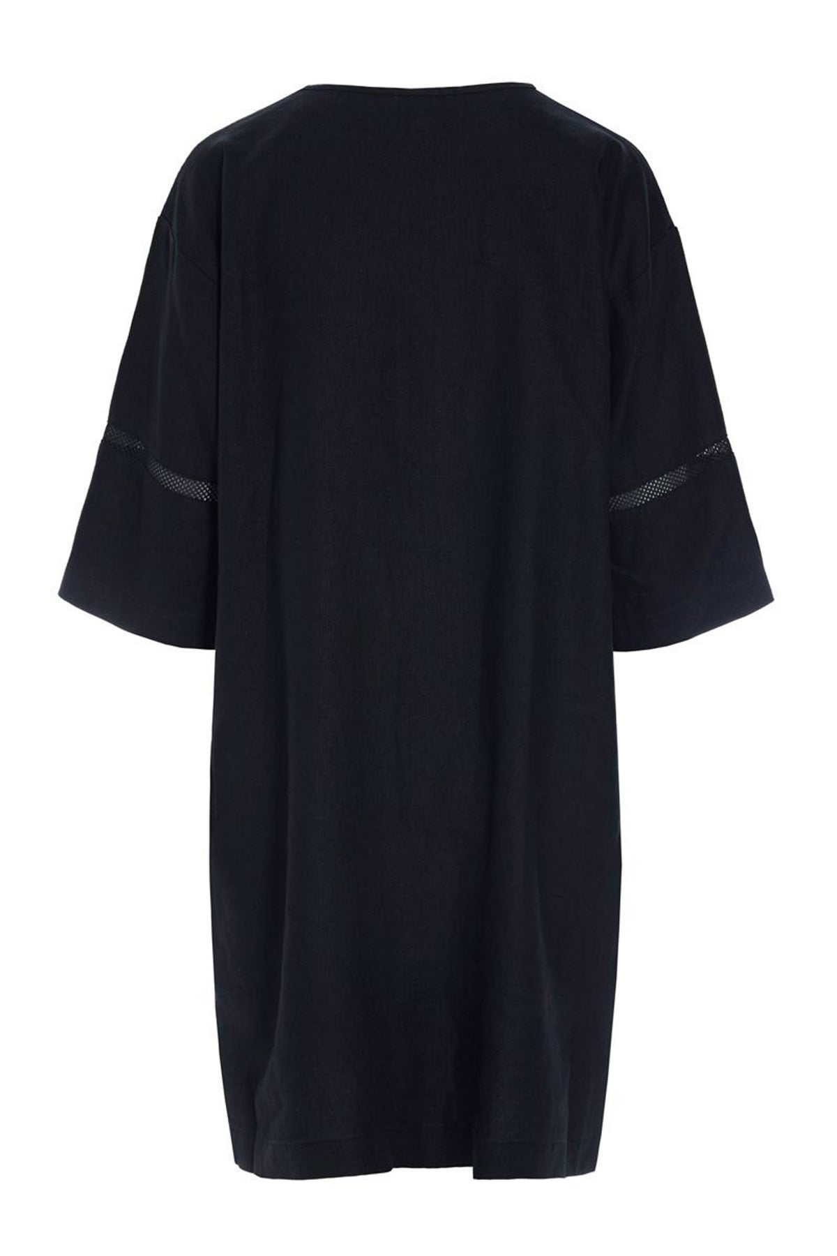 Lazy linneklänning med paneler Black - 261-2141-5559