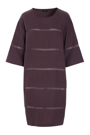 Lazy linneklänning med paneler RAISIN - 261-2141-5559