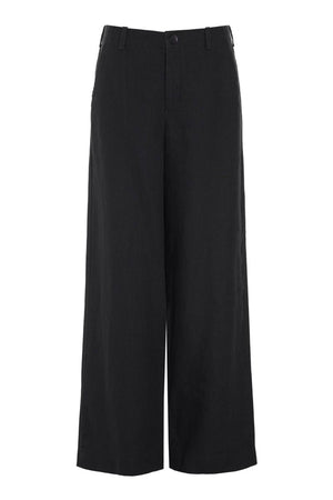 Lazy linen raka byxor Black - 261-2141-5564