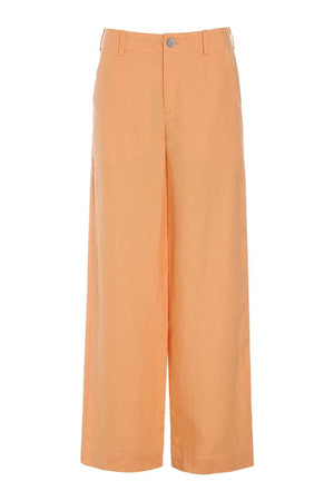 Lazy linen raka byxor MELON - 261-2141-5564