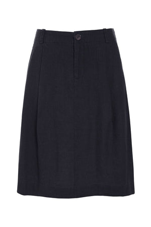 Lazy linnekjol med veck Black - 261-2141-5562