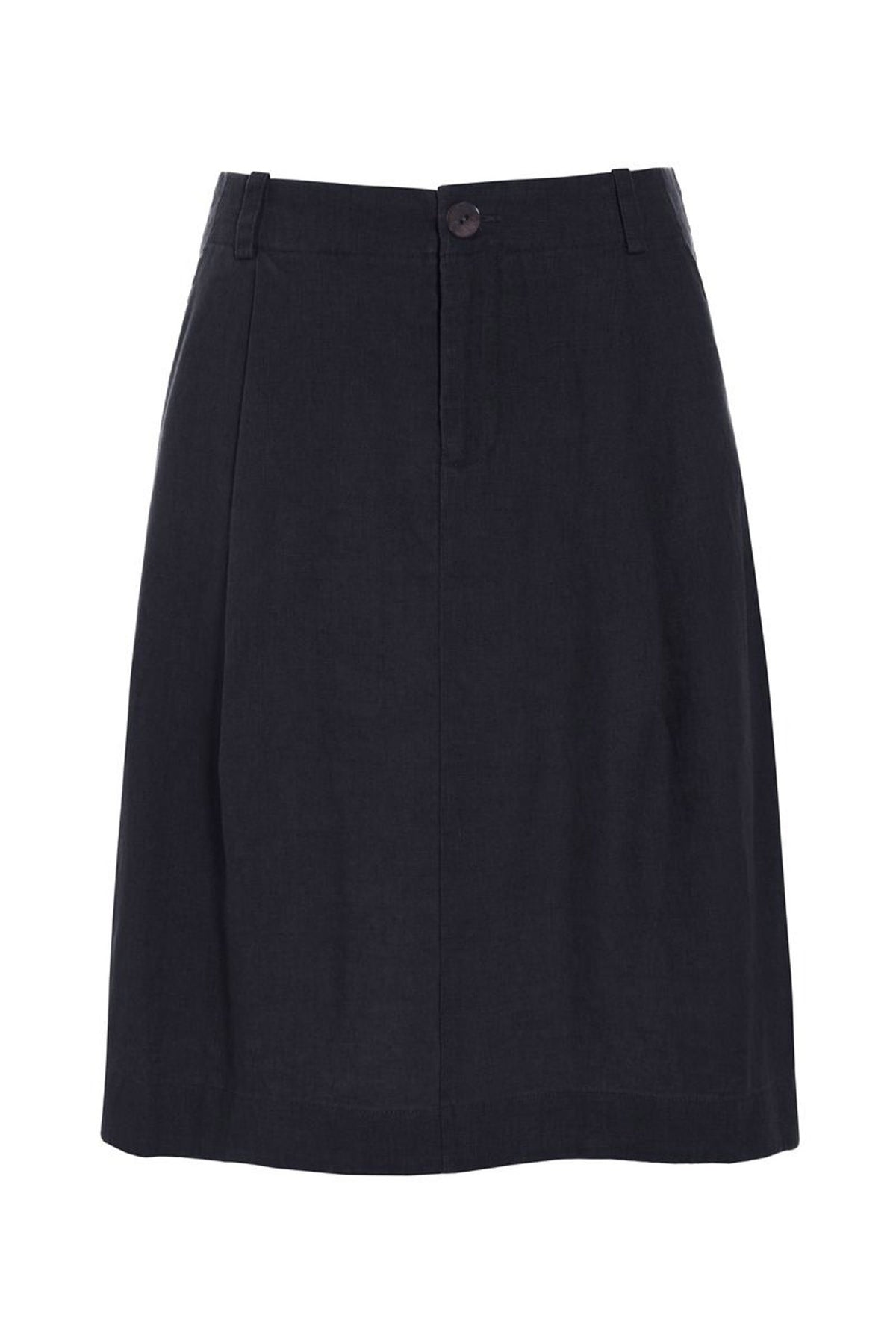 Lazy linnekjol med veck Black - 261-2141-5562