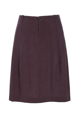 Lazy linen-kjol med veck RAISIN - 261-2141-5562