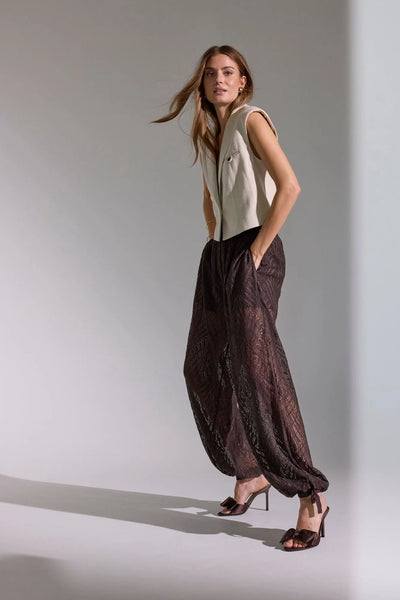 LetiCC Balloon Pant 145-Dark Brown - 41107 Thumbnail