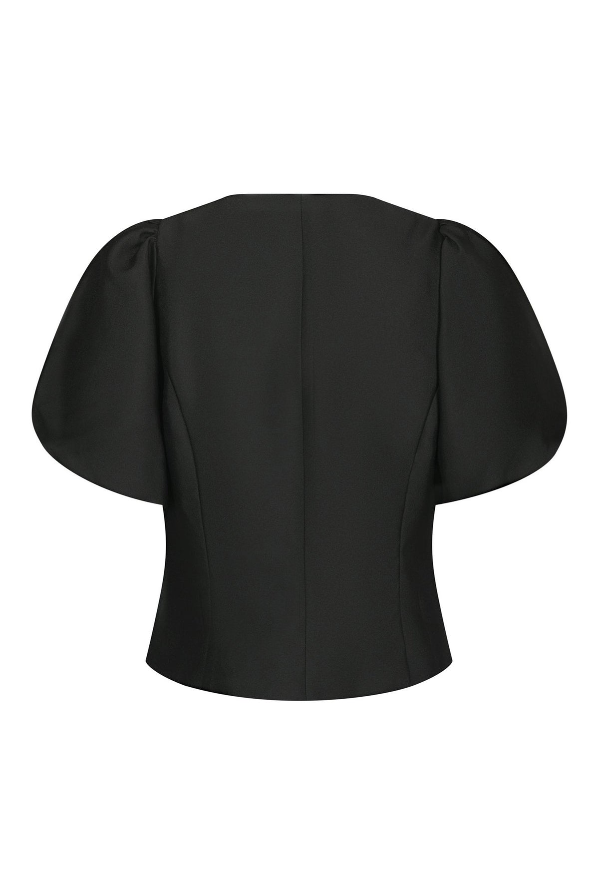 Anela Mandarin Dull Satin Blus Svart - 170245