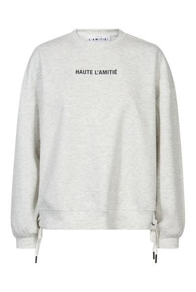 New Studio Tie Sweat Pearl Melangé / Antracit Print - HL10714 Thumbnail