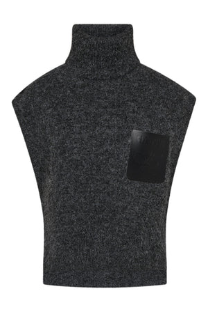 Darcia Pocket Knit Vest Antracitmelerad - HL10978