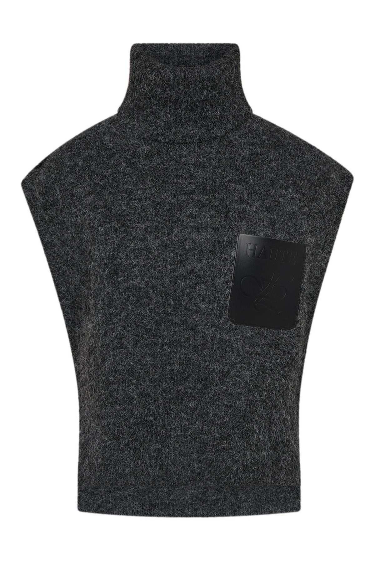 Darcia Pocket Knit Vest Antracitmelerad - HL10978