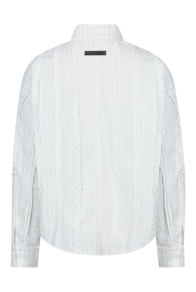 Inez Pin Frill Tie Shirt Off-White - HL10981 Thumbnail
