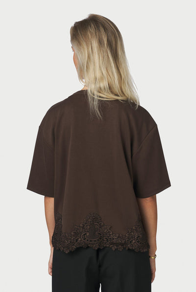 Iria Lace Tee Brown - 170063 Thumbnail