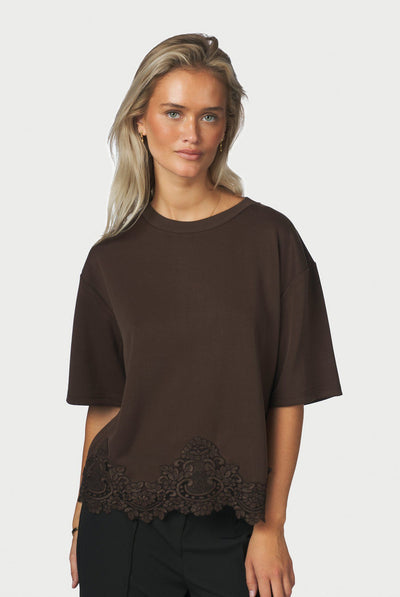 Iria Lace Tee Brown - 170063 Thumbnail